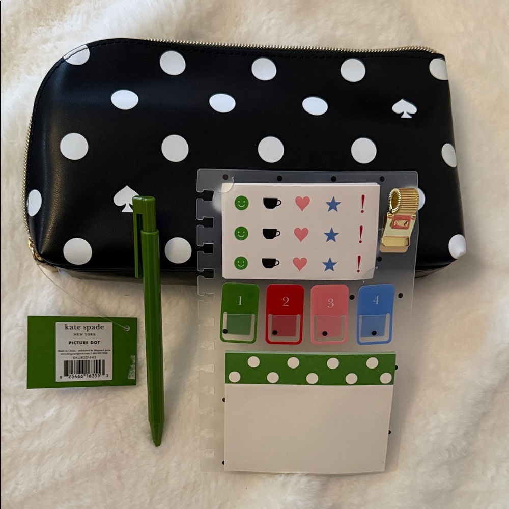 Kate Spade Black and White Polka Dot Planner accessory